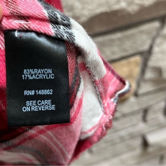 Torrid Lizzie Softest Flannel Shirt Button Up Pink Black White 1x - Picture 5 of 8